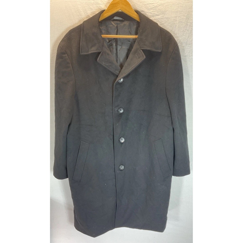 Loro Piana Italy John W Nordstrom‎ 42R Wool Trench Coat Black Overcoat